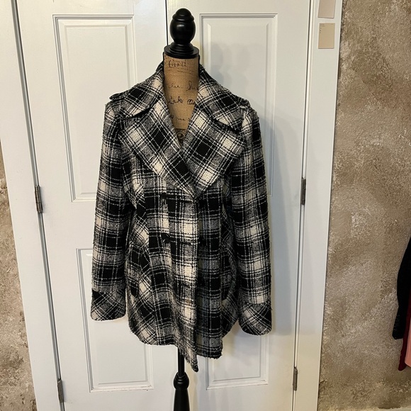 MODA Victoria’s Secret Plaid Peacoat Jacket large - Picture 1 of 7